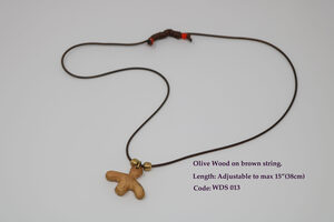 Olive Wood On Brown String.