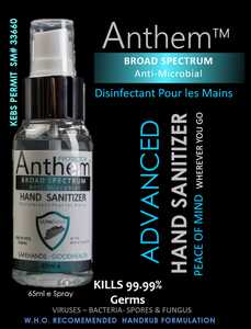 Anthem Broad Spectrum Anti-microbial Advanced Handrub Sanitizer 65ml 80% Alcohol..