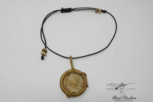 Brass Wire Web Woven Circular Pendant