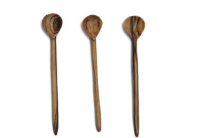 Olive Wood Sugar/spice Spoon Set Of 3