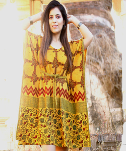 Sun Kissed Organic Cotton Hand Printed Short Caftan Dress