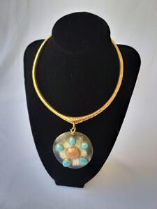 Brass With Horn Stone Necklace