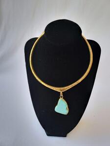 Brass Necklace With Stone