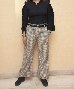 Checkered Relaxed Organic Handwoven Cotton Trousers