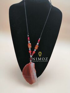 Glass Stone Long Pendant Brown