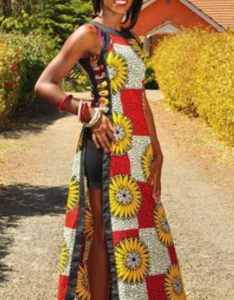 Yellow And Black Ankara Apron Dress